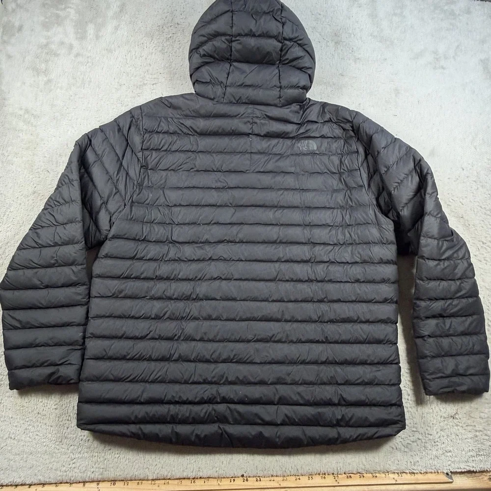 The North Face Jacket Mens 2XL Black Down Puffer 700 Stretch Hooded Full Zip